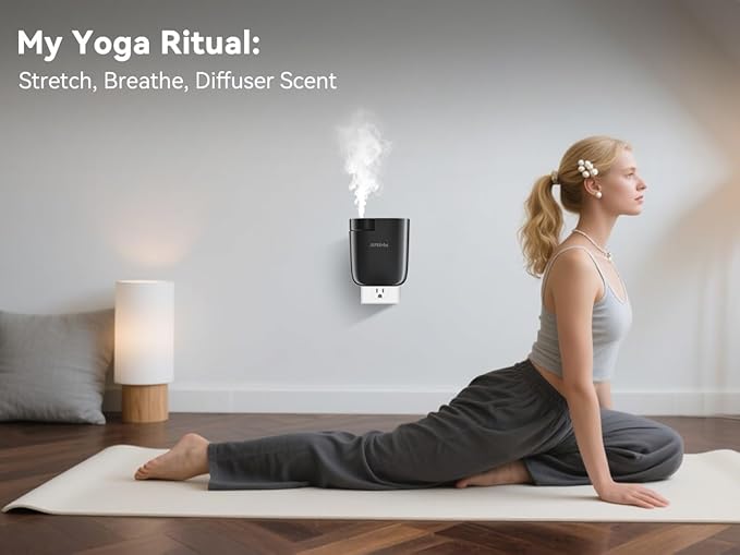 Plug in Diffuser, Waterless Oil Diffuser, Essential Oil Plug in Wall, Smart Bluetooth App Control, Up to 500 Sq.ft Coverage, Black