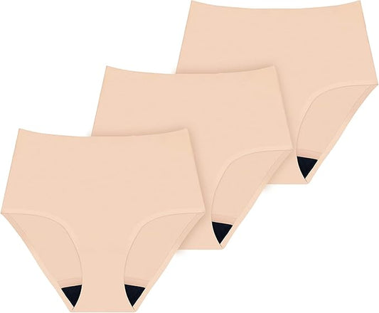 AIRCUTE Washable Urinary Incontinence Underwear for Women Absorbent Seamless High Waist Leak Protective Panty 3 Pack