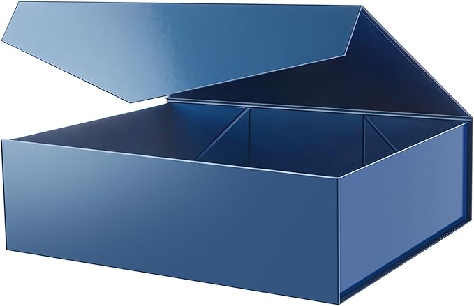PACKHOME 17x14.5x5.5 Inches, Extra Large Gift Box with Lid, Magnetic Closure Box for Clothes and Large Gifts (Glossy Blue)