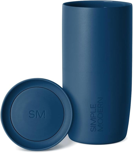 Simple Modern Travel Coffee Mug Tumbler with 360° Lid | Ceramic-Lined Insulated Stainless Steel Cold Brew Iced Coffee Cup | Gifts for Women Men Her Him | Voyager Signature | 16oz | Slumberland