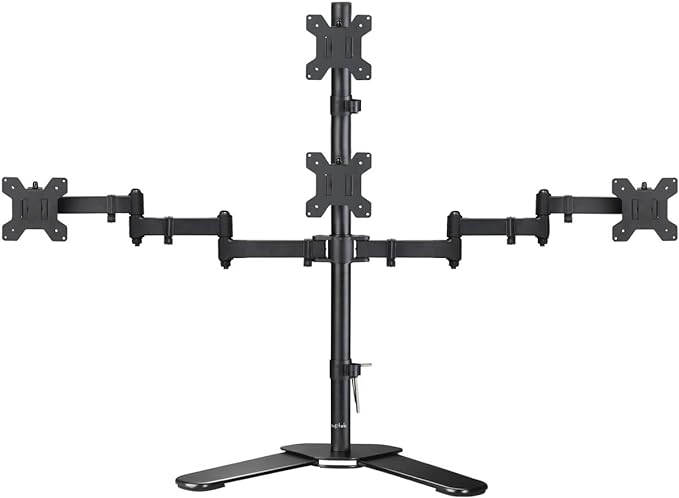 Suptek Quad LED LCD Monitor Stand up Free-Standing Desk Stand Extra Tall 31.5" Pole Heavy Duty Fully Adjustable Mount for 4 (3+1) / Four Screens up to 27 inch (ML6864)