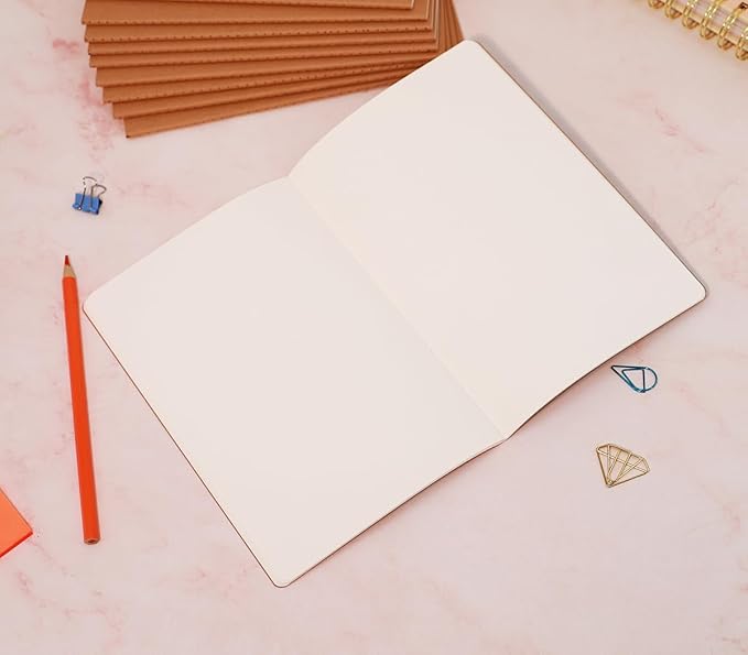 24 Pack A5 Blank Notebook Bulk Kraft Cover Blank Sketch Book Pad Travel Journals Composition Diary Subject Notebooks Planner 60 Pages, 8.3”x 5.5”