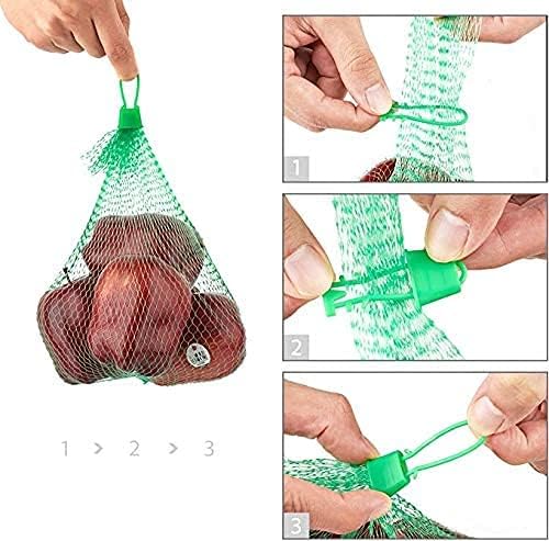 100pcs Seafood Boiling Bags, Plastic Reusable Mesh Produce Bags, Crawfish Bags Boiling Bags, Mesh Onion Bags, Fruit and Vegetable Produce Bag (24inch and Loop-Style Closures green)