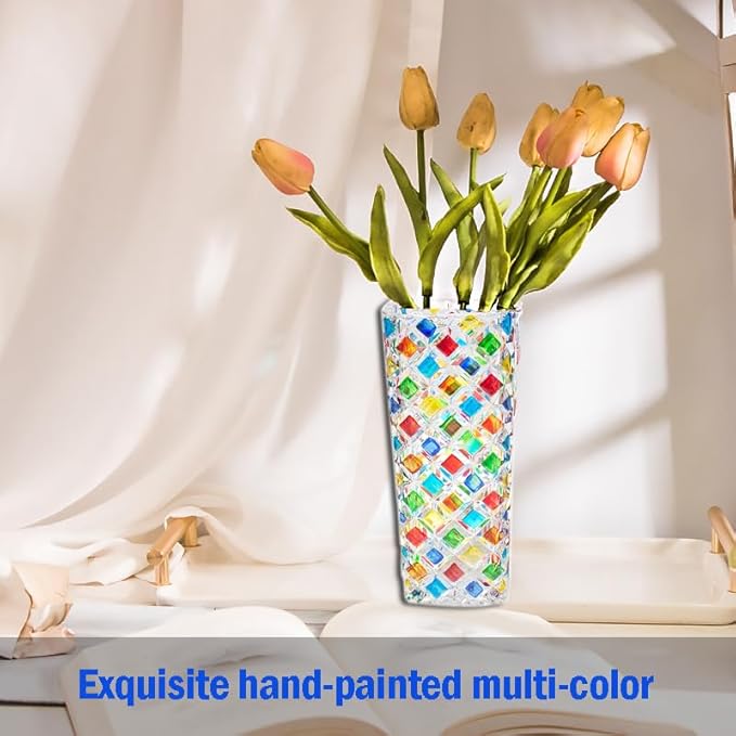 Hand Painted Colorful Glass Vase