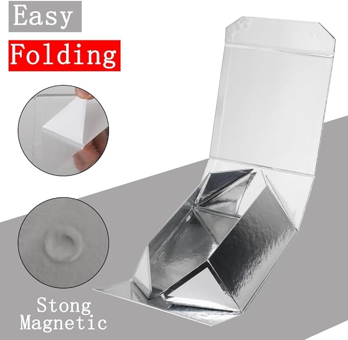 6 Pcs Small Magnetic Gift Boxes - Silver 6x6x3 Inch Boxes with Shredded Paper & Crinkle Paper for Luxury Presents