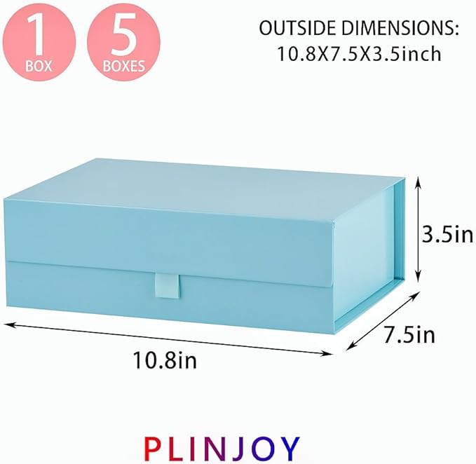 Blue Gift Box for Presents 10.8x7.5x3.5 Inches Magnetic Gift Boxes with Lid Luxury Gift Box for Rectangle Collapsible for Bridesmaid, Wedding, Birthday Gift Packging
