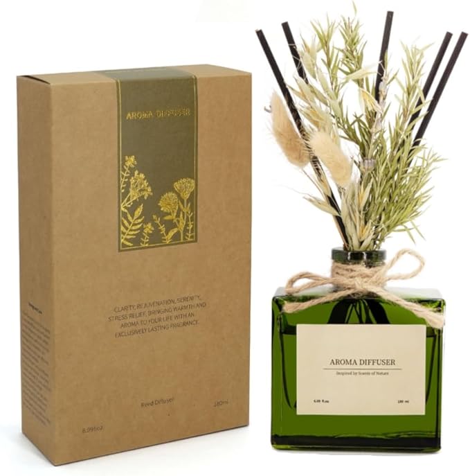 Reed Diffuser, 6.09 oz Ebony Rose Scent Diffuser with Sticks & Dried Flowers, 120 Days Long Lasting Reed diffusers for Home, Elegant Fragrance for Bathroom Bedroom Office Decor, Air Fresh