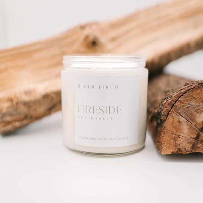 River Birch Candles Fireside Scented Candle | Premium, All-Natural, Non-Toxic, Soy Candles | 16oz 90 Hr Burn Time | Cozy Relaxing Gifts for Home