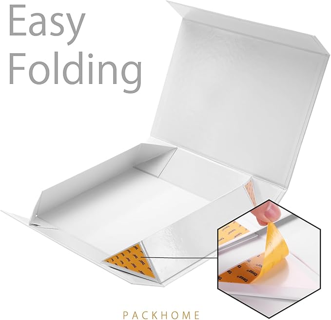 PACKHOME 6 Gift Boxes 11.5x8x2.5 Inches, Sturdy Shirt Boxes with Magnetic Lids for Multiple Occasions (Glossy White)