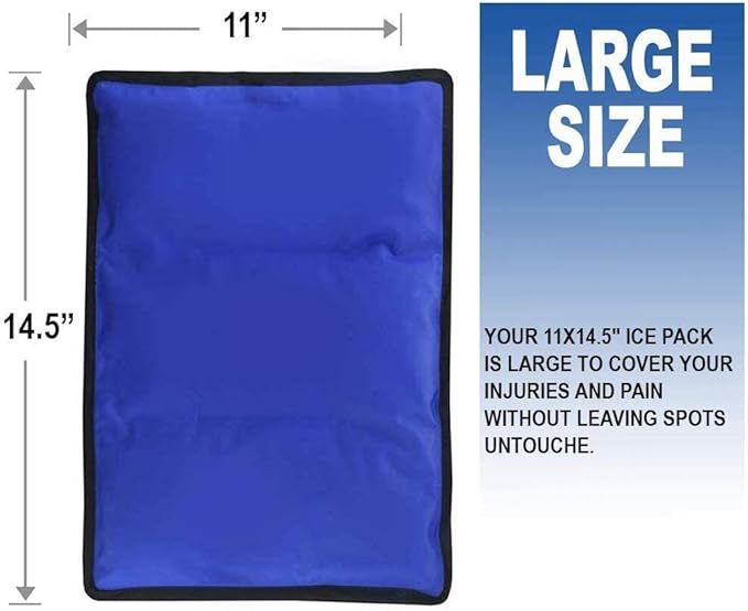 Gel Soft Flexible Ice Pack for Injuries Reusable - (Large: 11"x14.5") for Hip, Shoulder, Knee, Back - Comfy Cold Pack Compress for Swelling, Bruises, Surgery