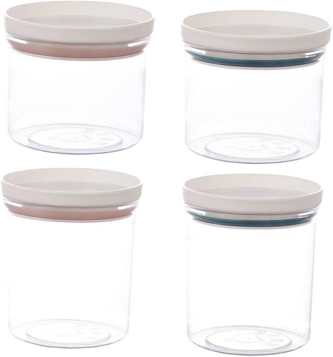 4pcs Plastic Sealed Canisters with Airtight Lids for Kitchen Food Storage Transparent Containers for Coarse Cereals Grains and Snacks Pantry Organizers
