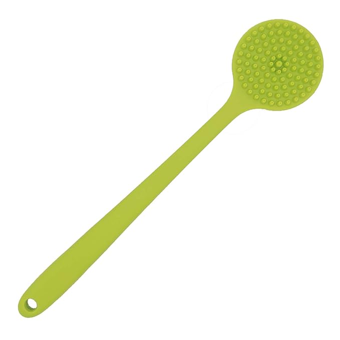 DNC Silicone Back Scrubber Soft Bath Body Brush for Shower with Long Handle (Green)
