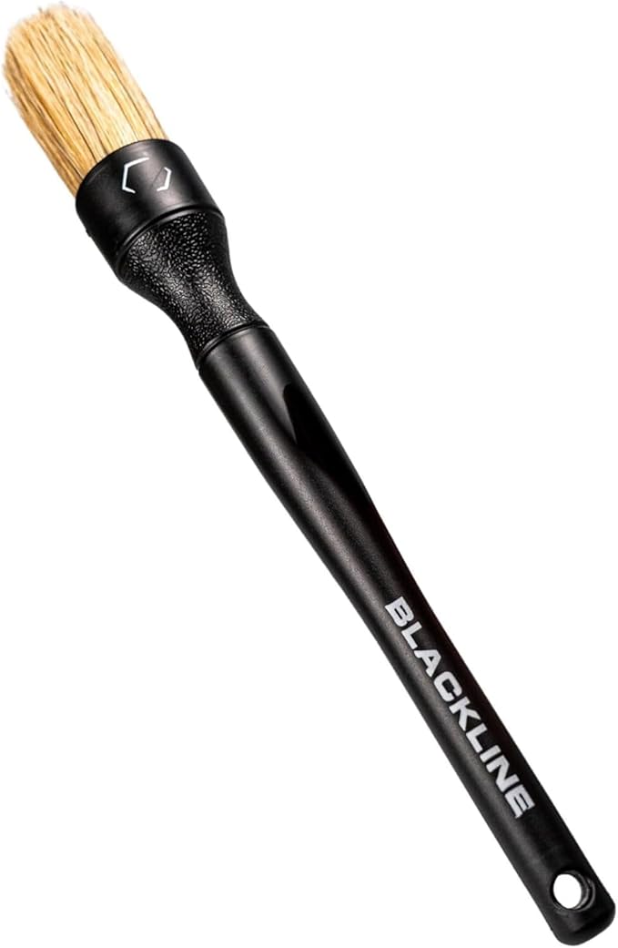 Blackline Car Care Boar Hair Brushes- Luxury Car Detailing Brush Set for Interior and Exterior - Best Auto Detailing Brushes - Premium Hair Car Detailing Brushes (Boars Hair Bristles)
