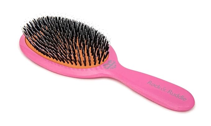 Rock & Ruddle Soft White Natural Boar Bristle Hairbrush for Babies and Young Children | Perfect for Fine Hair Detangling and Smoothing - Tickled Pink