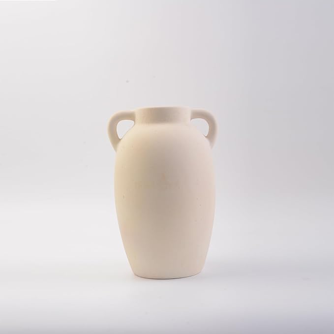 Plain Beige Ceramic Vase for DIY Painting - Customizable Handmade Pottery, Blank Canvas for Flower Arrangements, Home Decor, Wedding & Office Decoration (6.61L x 5.91W x 9.84H)