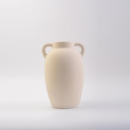 Plain Beige Ceramic Vase for DIY Painting - Customizable Handmade Pottery, Blank Canvas for Flower Arrangements, Home Decor, Wedding & Office Decoration (6.61L x 5.91W x 9.84H)
