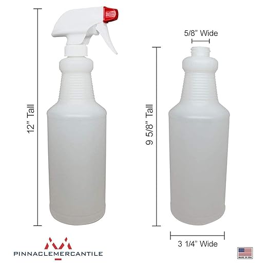 Pinnacle Mercantile Plastic Spray Bottles Leak Proof Technology Empty 32 oz Pack of 3 Made in USA