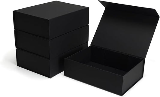 Ditwis 4 Pack 10.5x7.5x3.1 Inches Gift Boxes with Magnetic Closure Lids, Black Magnetic Box for Wedding, Groomsmen Bridesmaid Proposal, Birthdays, Mother's Day