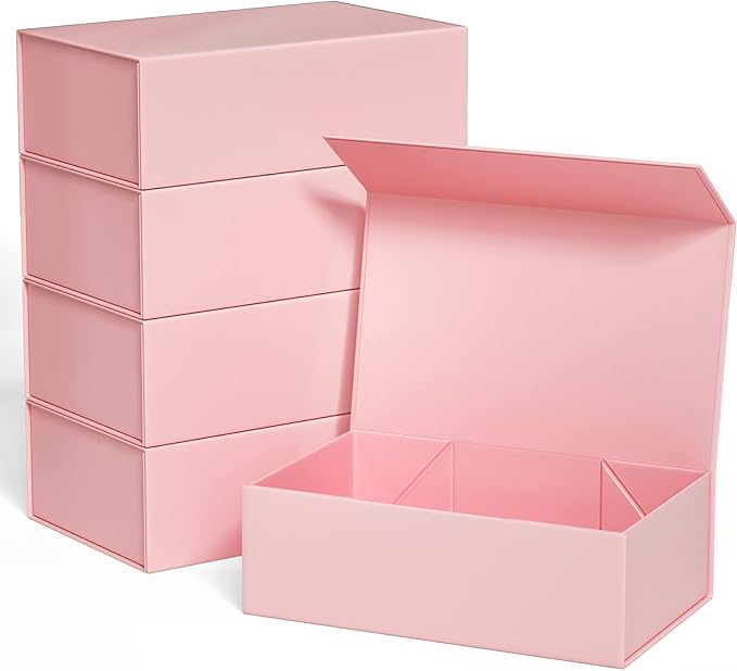 Gift Boxe 10" x 6" x 3" with Magnetic Closure Lid Gift Boxes for Presents,Bridesmaid Gifts Box,Cute Box,Birthday Gift box,Luxury for Gift Packaging, Magnetic Gift Box for Wrapping Gifts (Pink/5PCS)
