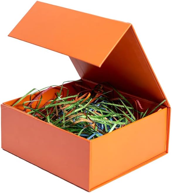 Rsgift Orange Graduation Gift Boxes,7.8x7x3.1Inches Gift Box with Lid,Packaging Gift Boxes for Valentines Day Flower Gift Boxes for Presents Birthday Christmas