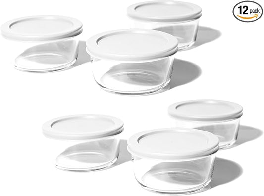 DURA LIVING 12-Piece Glass Food Storage Containers Set (6 Containers + 6 BPA-Free Lids) | 4-Cup, Leakproof | Microwave, Freezer, Oven & Dishwasher Safe | Ideal for Meal Prep & Pantry Organization