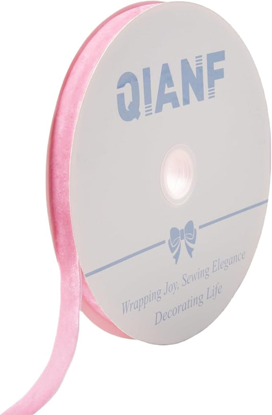 Vintage Pink Velvet Ribbon Christmas Ribbon for Gift Wrapping Crafts Christmas Tree Ornaments Garland Decorations, 5/8 Inch X 25Yd