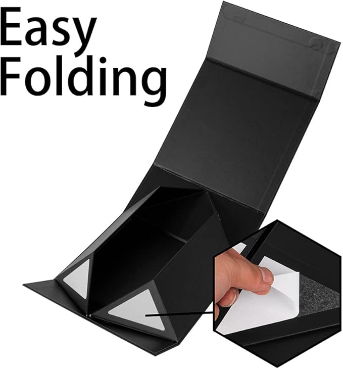 Black Gift Boxes 16 Pack,Large Gift Boxes in Bulk, Collapsible Gift Box with Lid Magnetic Closure, Packaging for Small Business, Parties, Boutiques, Bridesmaid Wedding (Black 12x12x6 inch Pack of 16)