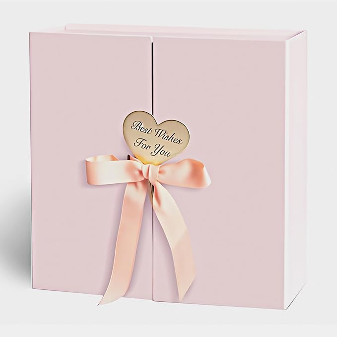 Gift Boxes with Lids, 9x9x3 Inch Pink Gift Box with Ribbon Card Fancy Gift Wrap Boxes for Anniversary, Bridesmaid Proposal, Bridal Showers, Weddings, Girlfriend, Valentine's Day
