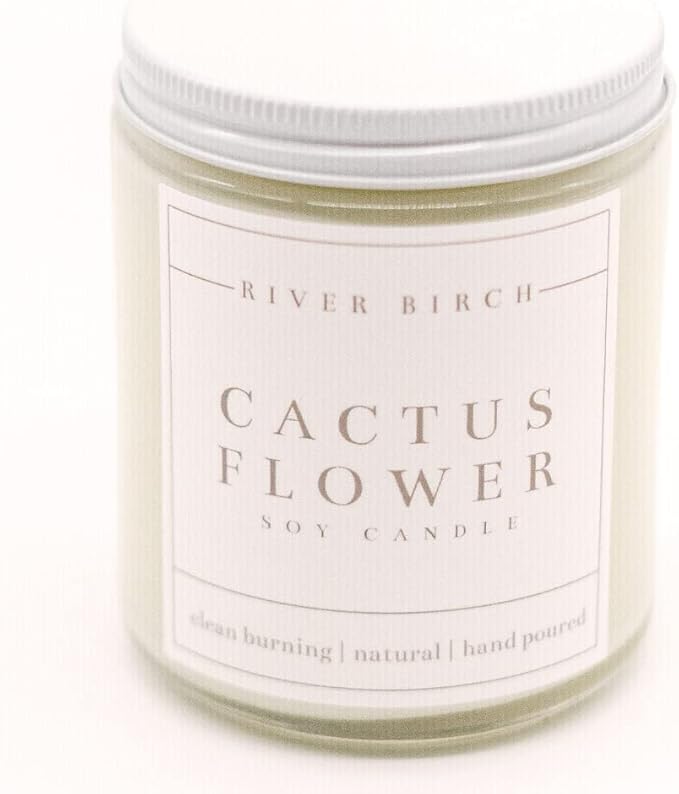 River Birch Candles Cactus Flower Scented Candle | Premium, All-Natural, Non-Toxic, Soy Candles | 8.5oz 40 Hr Burn Time | Cozy Relaxing Gifts for Home