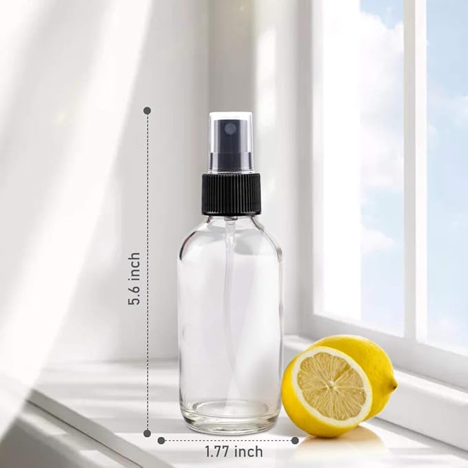 Wedama Spray Bottle, 4 oz Fine Mist Glass Spray Bottles, Little Refillable Liquid Containers for Watering Flowers Cleaning (16 Pack, Clear)