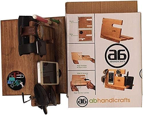 wood phone docking station for men - Night Stand Organizer for Cell Phone Stand, Key Holder, Wallet Stand Watch irthday Gifts for Mom, Dad - Anniversary Idea from Wife