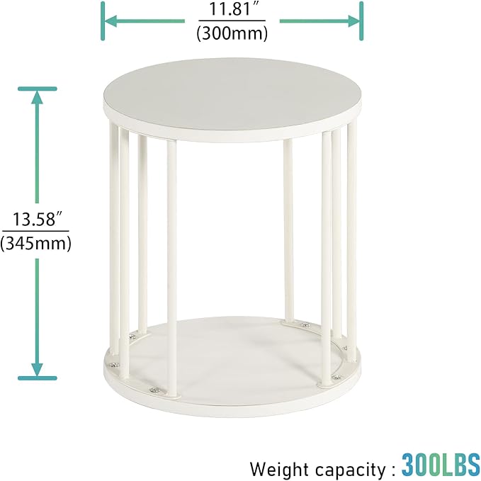 HDANI Wooden Stool Set of 2 for Kids,Adults,300lbs Load Capacity Garden Round Wood Stool,Non-Slip Small Step Stool for Plant Stand,Kitchen,Bathroom and Bedroom,White