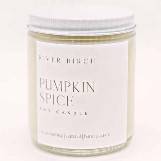 River Birch Candles Pumpkin Spice Scented Candle | Premium, All-Natural, Non-Toxic, Soy Candles | 8.5oz 40 Hr Burn Time | Cozy Relaxing Gifts for Home