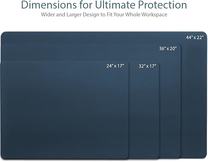 Vine Creations Leather Desk Mat Large 44" x 22", Desk Protector Mat, PU Leather Desk Pad, Large Mouse Pad, Desk Blotter, Desk Pads on Top of Desks, Desk Matt for Desktop, Office Desk Mat (Dark Blue)