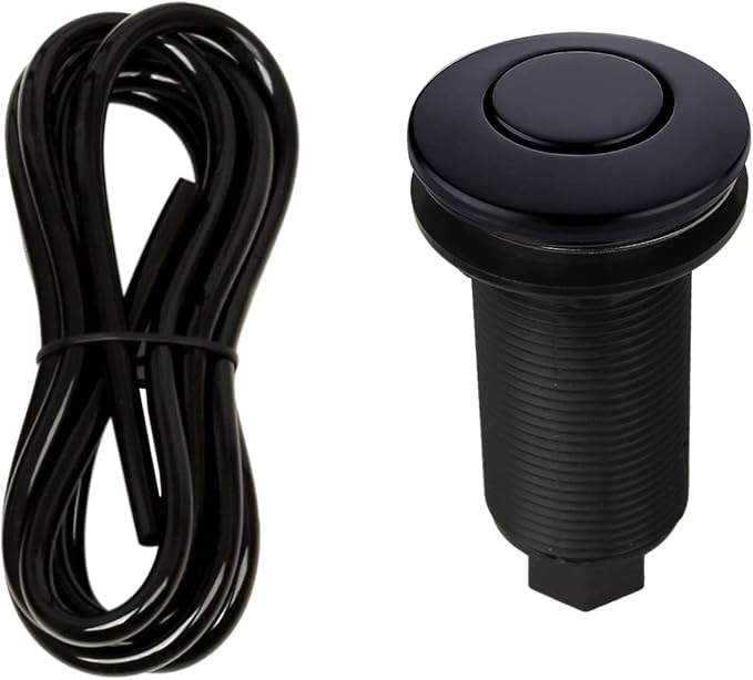 Akicon Garbage Disposal Air Switch with Air Hose, Sink Top Push Button Replacement for Air Switch Garbage/Waste Disposal Outlet - Akicon (Matte Black)