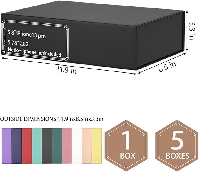 Black Gift Box 11.9" x 8.5" x 3.3" with Magnetic Closure Lid Gifts Boxe for Presents,Bridesmaid Gift Boxes,Cute Box,Birthday Gifts Boxe,Luxury for Gift Packaging, Magnetic Gifts Boxes for Wrapping Gift