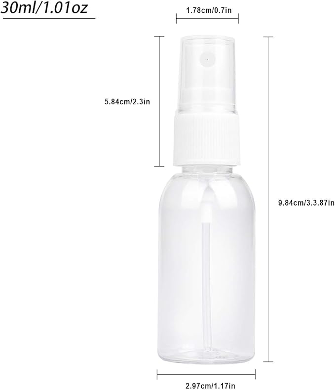 TRENDBOX 6 Pack Empty Transparent Plastic Fine Mist Spray Bottle 30 ml (1 oz)