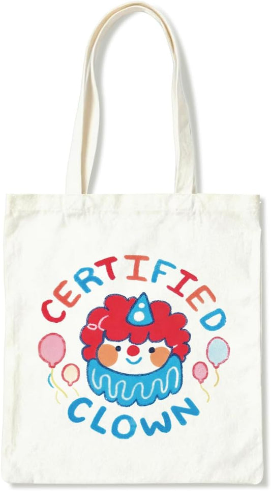 Canvas Tote Bag for Women, Certified Clown Reusable Shoulder Bags, Reusable Gift Beach Shopping Totes Bags, Birthday Christmas Gifts for Women, Casual Canvas Totes to Work Traveling