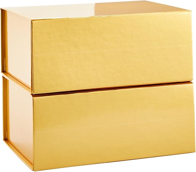 Stockroom Plus Magnetic Gold Gift Boxes with Lids - 9.5 x 7 x 4 In, Jewelry Gift Box 6 Pack, Gold - Magnetic Closure & Cardboard Construction