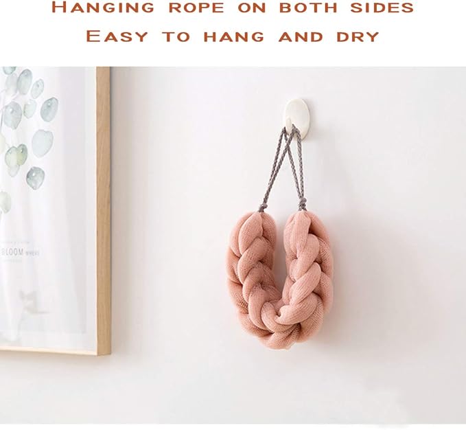 AARainbow 4 Packs Long Stretch Back Sponge with Rope Handles Back Scrubber Bath Shower Mesh Sponge Exfoliating Body Scrub Stretch Braided Loofah for Men and Women (2 Gray+2 Lotus Pink)