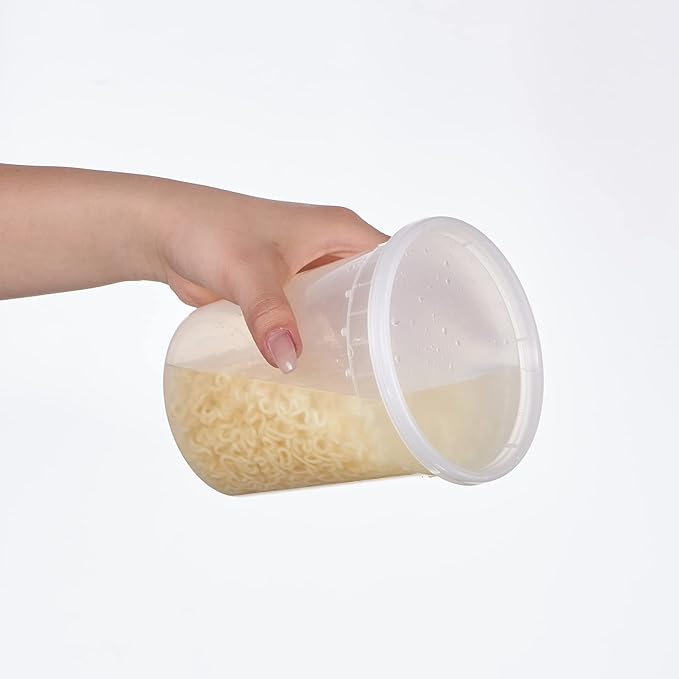 32oz Plastic Deli Containers, 24 Sets - Leakproof, Stackable, BPA Free, Microwavable, Freezer Safe