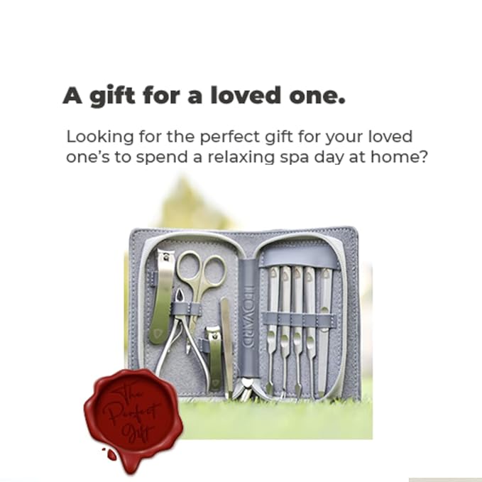 Leovard- Premium Leather Nail Grooming Kit for Men & Women | Manicure Pedicure Set 10 Pcs Stainless Steel Luxury Grooming Kit W/Genuine Full-Grain Leather Travel Carrying Case | Posh Gifts