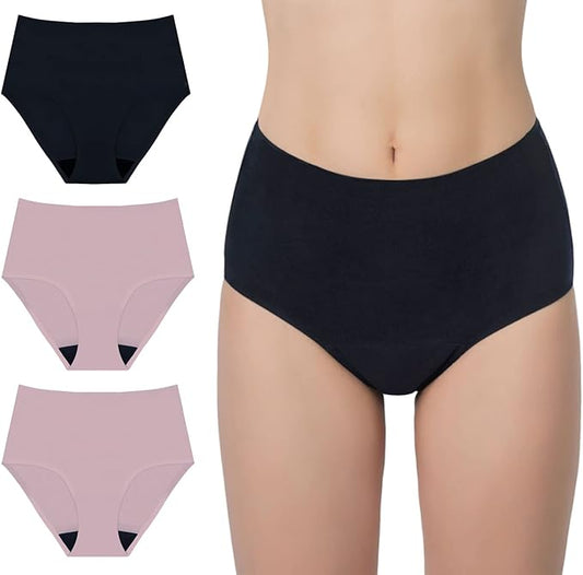 AIRCUTE Washable Urinary Incontinence Underwear for Women Absorbent Seamless High Waist Leak Protective Panty 3 Pack