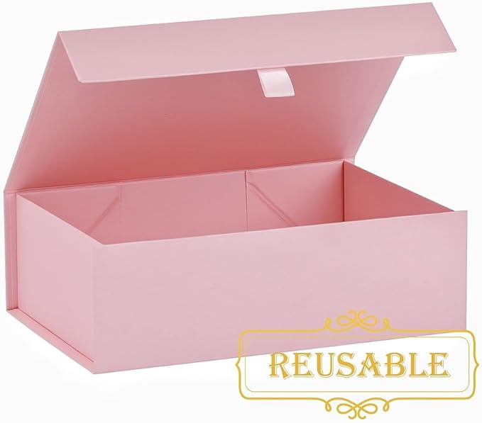 5 Pcs Pink Gift Box for Presents 10.8x7.5x3.5 Inches Magnetic Gift Boxes with Lid Luxury Gift Box for Rectangle Collapsible for Bridesmaid, Wedding, Birthday Gift Packging