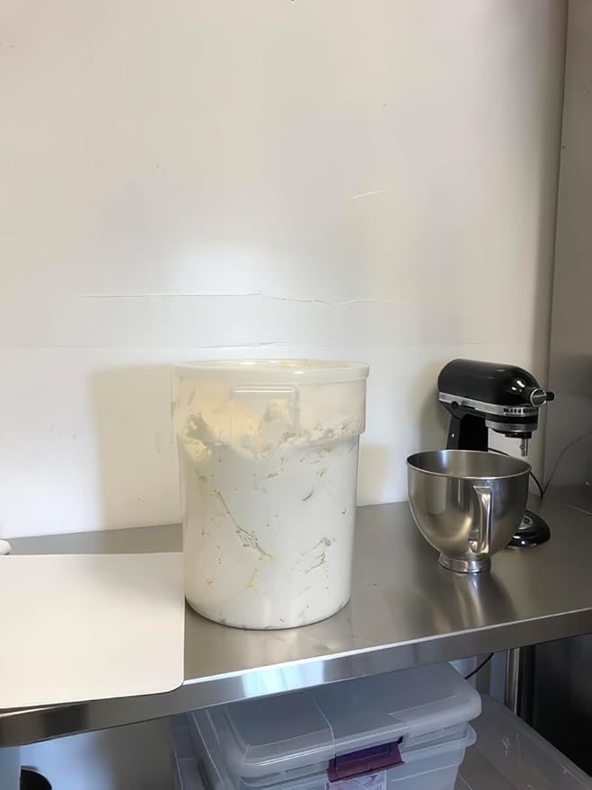 22 Qt Commercial Food Storage Container with Lid Set - Round Translucent Polypropylene with Red Graduations, NSF Listed, BPA-Free for Restaurant Kitchen Organization (4)