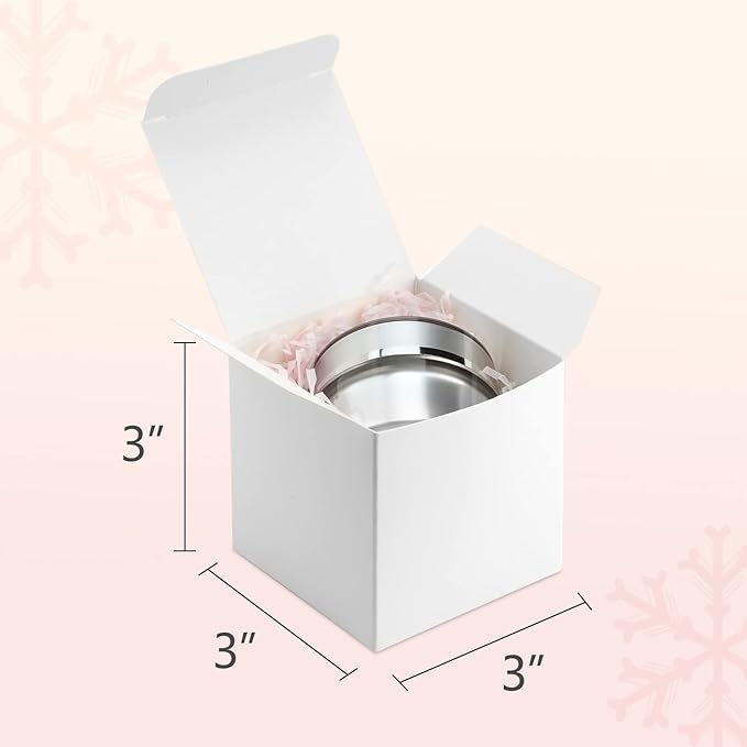 ValBox 3x3x3 White Cube Gift Boxes - 50pcs Recycled Paper Boxes with Lids for Gifts, Crafting, Cupcake & Party Favors