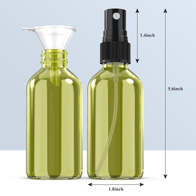 Wedama Spray Bottle, 4 oz Fine Mist Glass Spray Bottles, Little Refillable Liquid Containers for Watering Flowers Cleaning (16 Pack Olive Green)