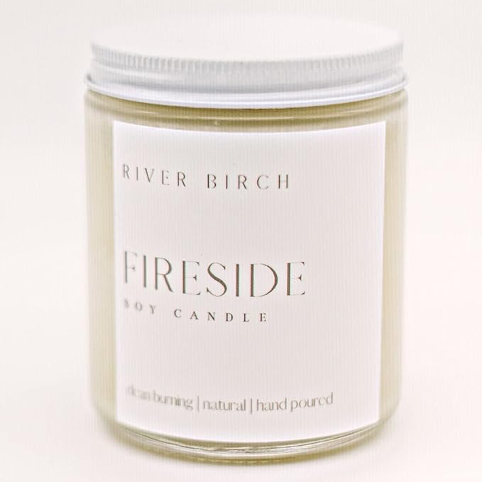 River Birch Candles Fireside Scented Candle | Premium, All-Natural, Non-Toxic, Soy Candles | 8.5oz 40 Hr Burn Time | Cozy Relaxing Gifts for Home