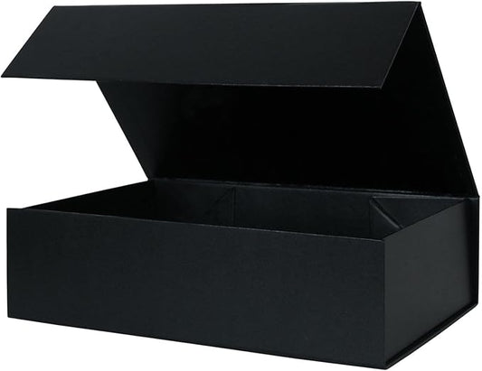 Aimyoo Galaxy Black Collapsible Gift Box with Magnetic Closure Lids 10.5x7x3 in, Medium Bridesmaid Groomsman Proposal Boxes, Rectangle Present Box for Graduation Birthday Storage (1 Pack)