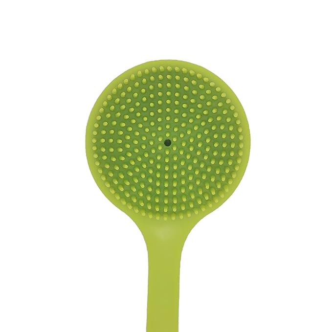 DNC Silicone Back Scrubber Soft Bath Body Brush for Shower with Long Handle (Green)